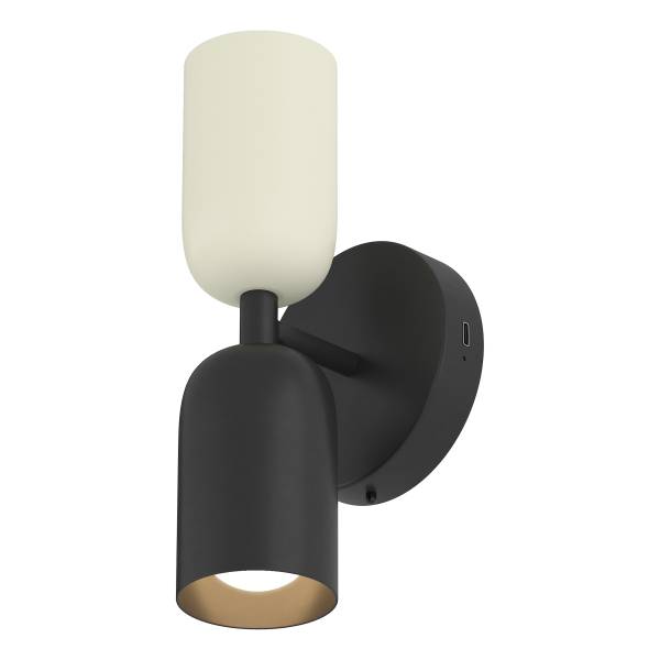 Akku-Wandleuchte NIMI - 3-Stufen-Dimmer - inkl. Fernbedienung - Schwarz / Creme