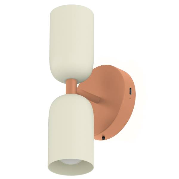 Akku-Wandleuchte NIMI - 3-Stufen-Dimmer - inkl. Fernbedienung - Creme / Orange