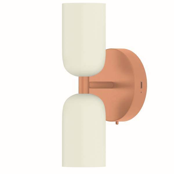 Akku-Wandleuchte NIMI - 3-Stufen-Dimmer - inkl. Fernbedienung - Creme / Orange