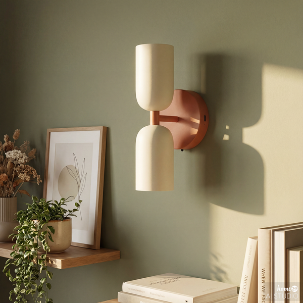 Akku-Wandleuchte NIMI - 3-Stufen-Dimmer - inkl. Fernbedienung - Creme / Orange