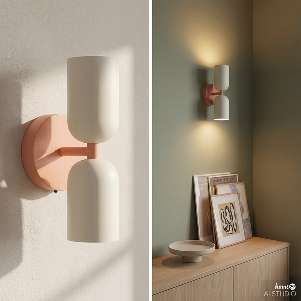 Akku-Wandleuchte NIMI - 3-Stufen-Dimmer - inkl. Fernbedienung - Creme / Orange