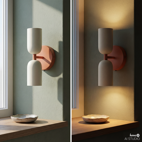 Akku-Wandleuchte NIMI - 3-Stufen-Dimmer - inkl. Fernbedienung - Creme / Orange