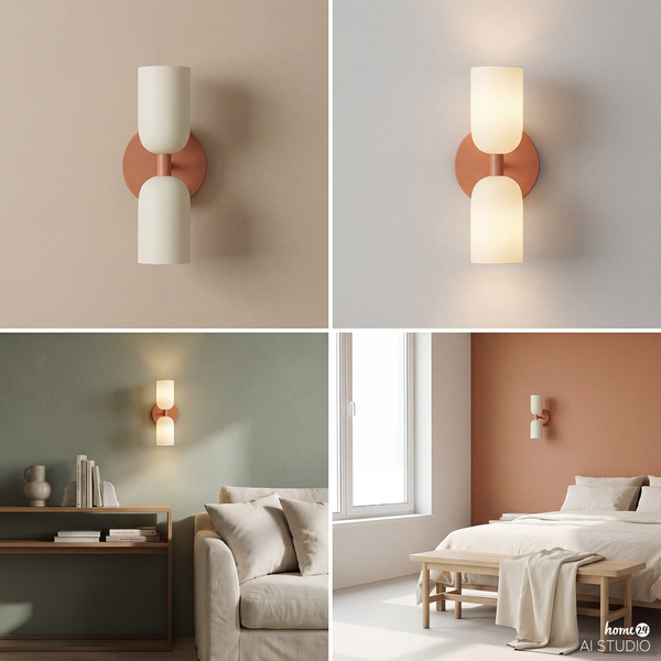 Akku-Wandleuchte NIMI - 3-Stufen-Dimmer - inkl. Fernbedienung - Creme / Orange