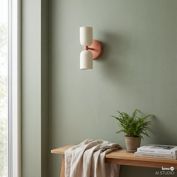 Akku-Wandleuchte NIMI - 3-Stufen-Dimmer - inkl. Fernbedienung - Creme / Orange