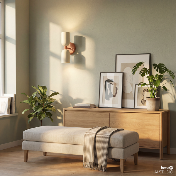Akku-Wandleuchte NIMI - 3-Stufen-Dimmer - inkl. Fernbedienung - Creme / Orange