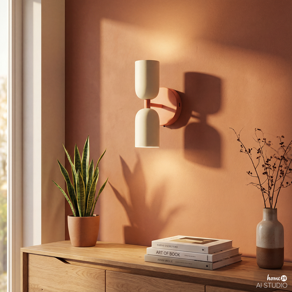 Akku-Wandleuchte NIMI - 3-Stufen-Dimmer - inkl. Fernbedienung - Creme / Orange
