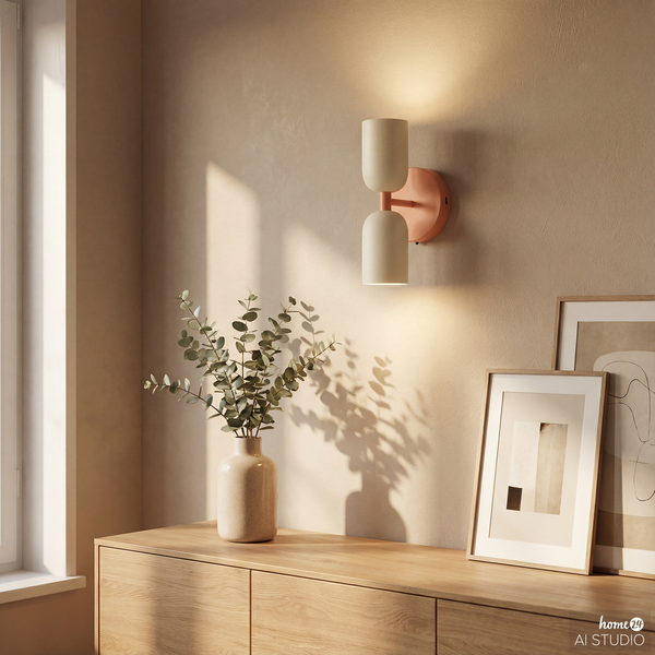 Akku-Wandleuchte NIMI - 3-Stufen-Dimmer - inkl. Fernbedienung - Creme / Orange