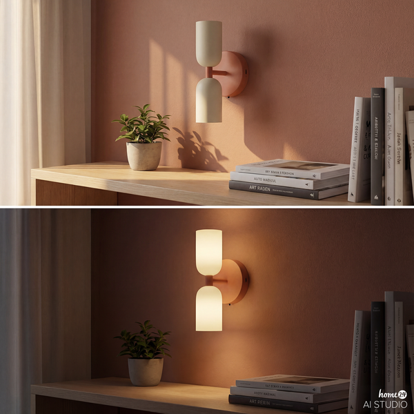 Akku-Wandleuchte NIMI - 3-Stufen-Dimmer - inkl. Fernbedienung - Creme / Orange