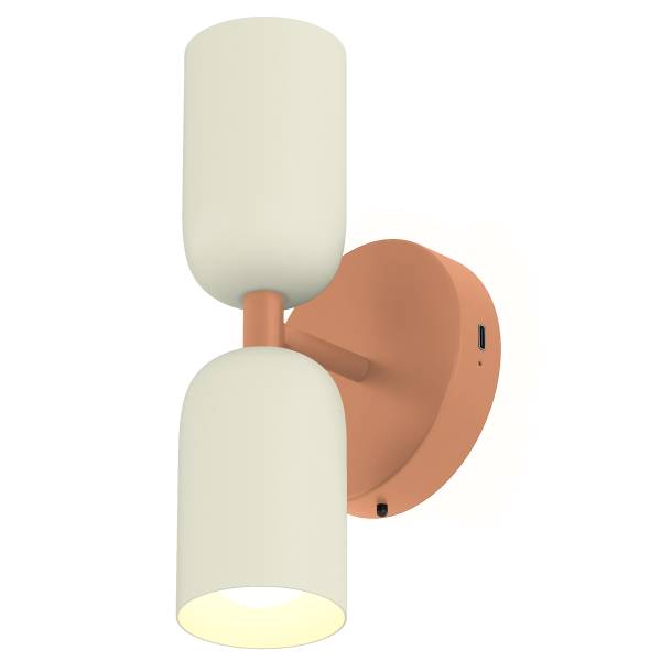 Akku-Wandleuchte NIMI - 3-Stufen-Dimmer - inkl. Fernbedienung - Creme / Orange