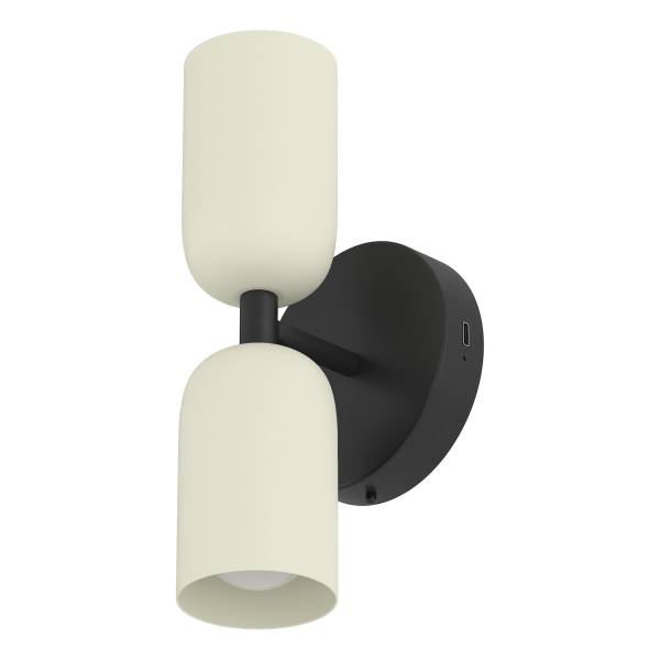 Akku-Wandleuchte NIMI - 3-Stufen-Dimmer - inkl. Fernbedienung - Creme / Schwarz
