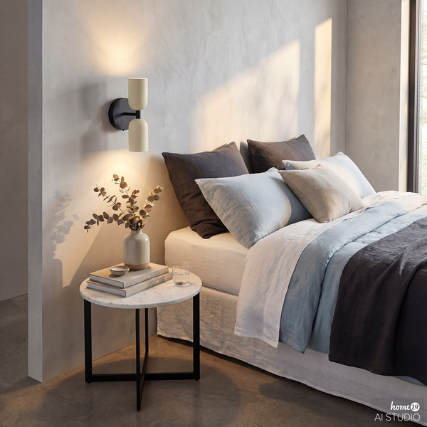 Akku-Wandleuchte NIMI - 3-Stufen-Dimmer - inkl. Fernbedienung - Creme / Schwarz