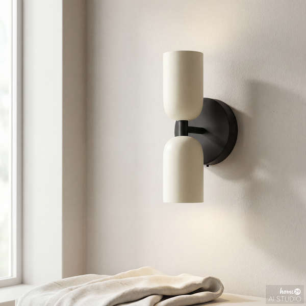 Akku-Wandleuchte NIMI - 3-Stufen-Dimmer - inkl. Fernbedienung - Creme / Schwarz