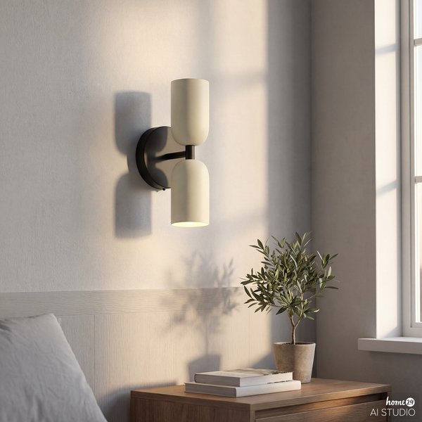 Akku-Wandleuchte NIMI - 3-Stufen-Dimmer - inkl. Fernbedienung - Creme / Schwarz