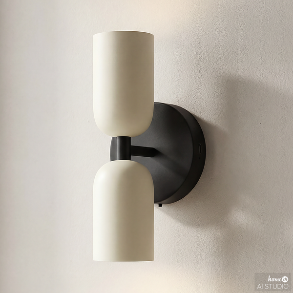 Akku-Wandleuchte NIMI - 3-Stufen-Dimmer - inkl. Fernbedienung - Creme / Schwarz