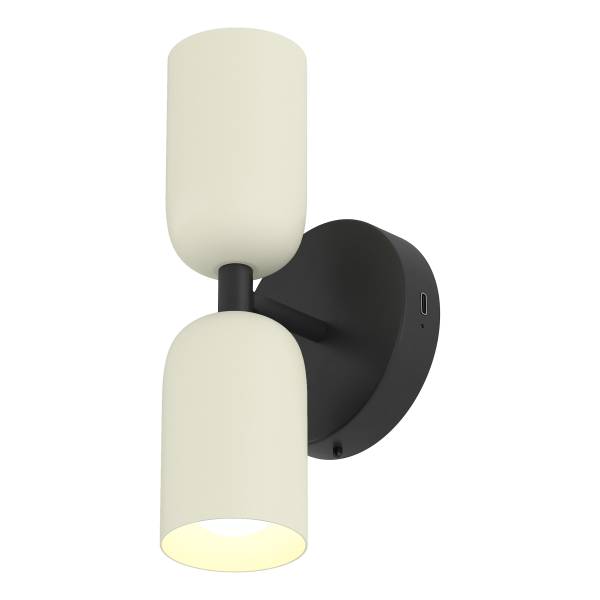 Akku-Wandleuchte NIMI - 3-Stufen-Dimmer - inkl. Fernbedienung - Creme / Schwarz