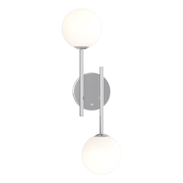 Akku-Wandleuchte RIGI - 2-flammig - 3-Stufen-Dimmer - Weiß / Chrom