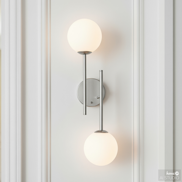 Akku-Wandleuchte RIGI - 2-flammig - 3-Stufen-Dimmer - Weiß / Chrom