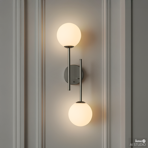 Akku-Wandleuchte RIGI - 2-flammig - 3-Stufen-Dimmer - Weiß / Chrom