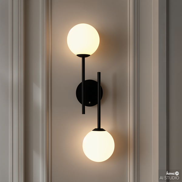 Akku-Wandleuchte RIGI - 2-flammig - 3-Stufen-Dimmer - Weiß / Schwarz