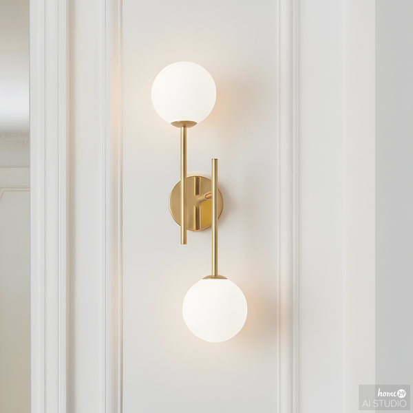 Akku-Wandleuchte RIGI - 2-flammig - 3-Stufen-Dimmer - Weiß / Gold