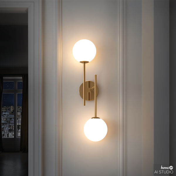 Akku-Wandleuchte RIGI - 2-flammig - 3-Stufen-Dimmer - Weiß / Gold