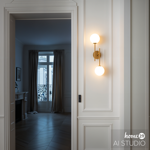 Akku-Wandleuchte RIGI - 2-flammig - 3-Stufen-Dimmer - Weiß / Gold