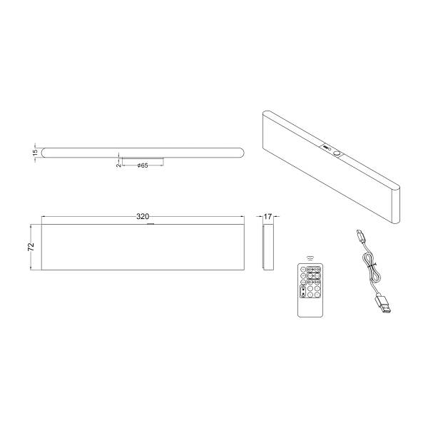 Akku-Wandleuchte KRIM - Dimmbar - inkl. Fernbedienung - Weiß - Höhe: 32 cm