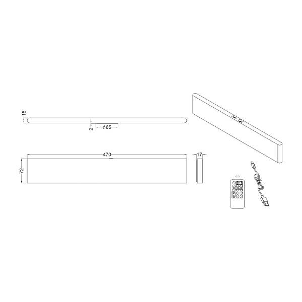Akku-Wandleuchte KRIM - Dimmbar - inkl. Fernbedienung - Weiß - Höhe: 47 cm