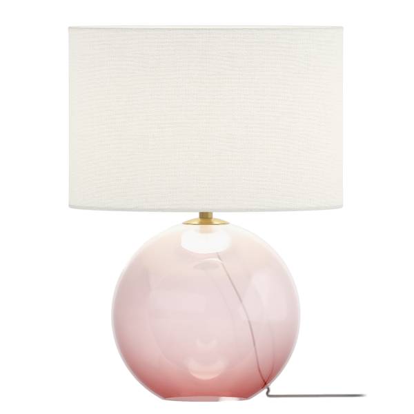 Tischleuchte LUMENZA - Leinen / Farbglas - Weiß / Pink