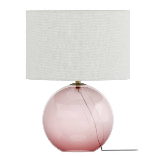 Tischleuchte LUMENZA - Leinen / Farbglas - Weiß / Pink