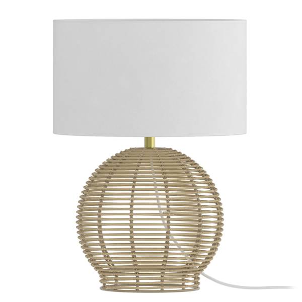 Tischleuchte BIZZI - Mischgewebe / Papierkordel - Weiß / Beige