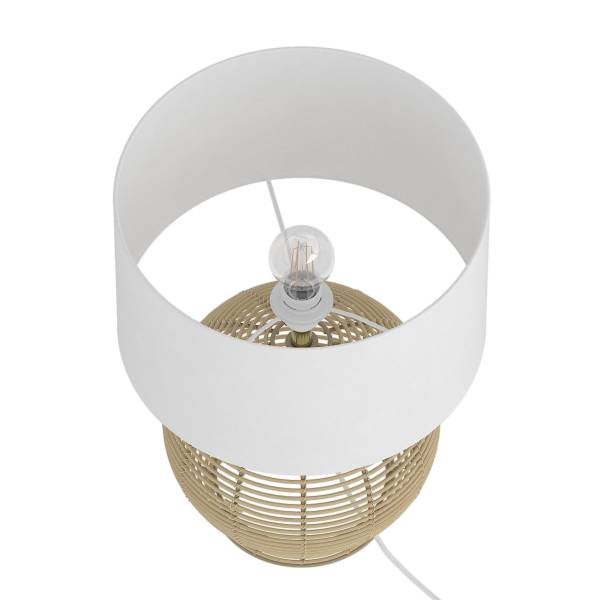 Tischleuchte BIZZI - Mischgewebe / Papierkordel - Weiß / Beige