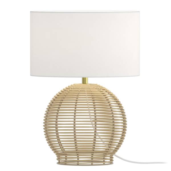 Tischleuchte BIZZI - Mischgewebe / Papierkordel - Weiß / Beige
