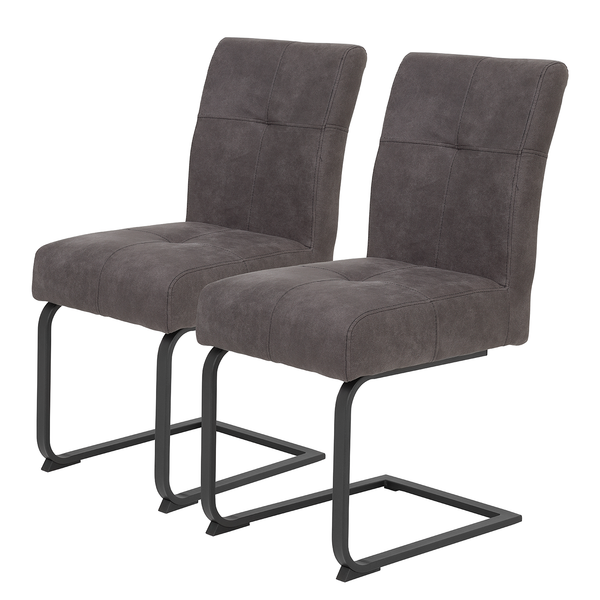 Freischwinger Onlay 2er-Set - Microfaser / Stahl - Anthrazit / Schwarz