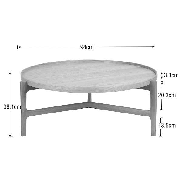 Couchtisch Klawock - Echtholzfurnier - Eiche - Durchmesser: 94 cm