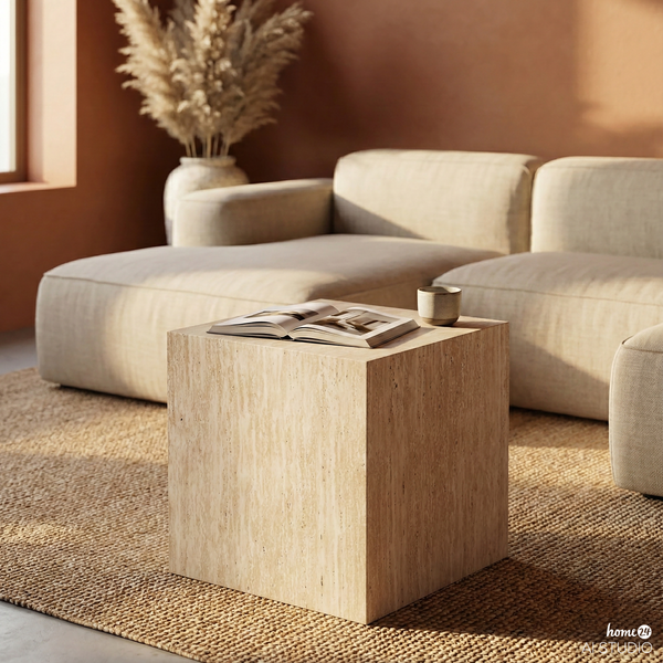 Couchtisch Cozzens - quadratisch 48 cm - Travertin Dekor