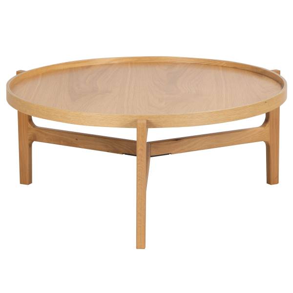 Couchtisch Klawock - Echtholzfurnier - Eiche - Durchmesser: 74 cm