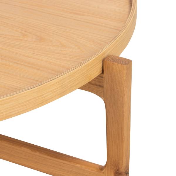 Couchtisch Klawock - Echtholzfurnier - Eiche - Durchmesser: 74 cm