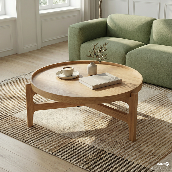 Couchtisch Klawock - Echtholzfurnier - Eiche - Durchmesser: 74 cm