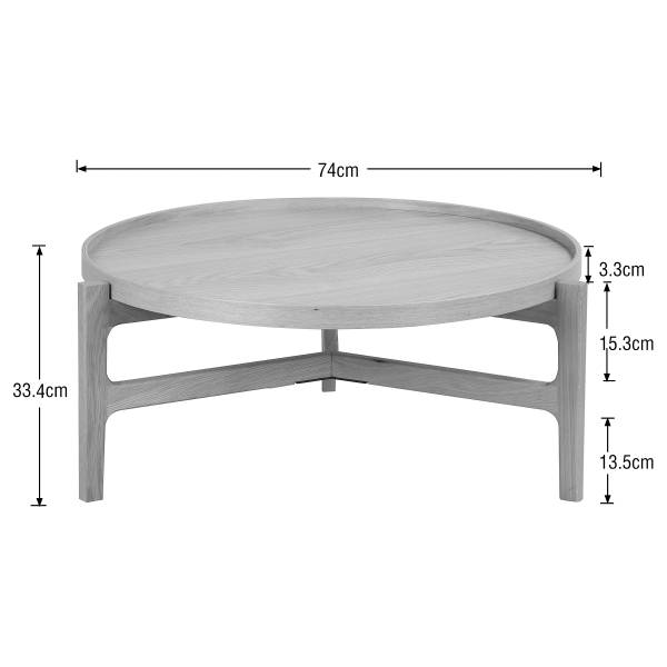 Couchtisch Klawock - Echtholzfurnier - Eiche - Durchmesser: 74 cm