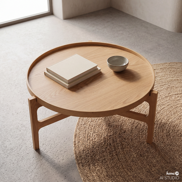 Couchtisch Klawock - Echtholzfurnier - Eiche - Durchmesser: 74 cm