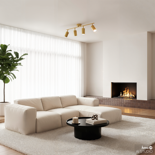 Deckenleuchte URS 4-flammig - Eisen - Messing