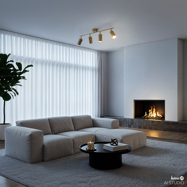 Deckenleuchte URS 4-flammig - Eisen - Messing