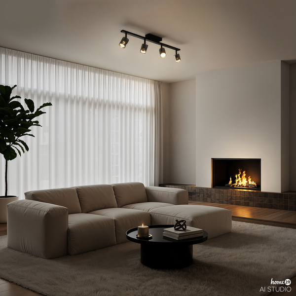 Deckenleuchte RAPA - Rauchglas / Eisen - 4-flammig
