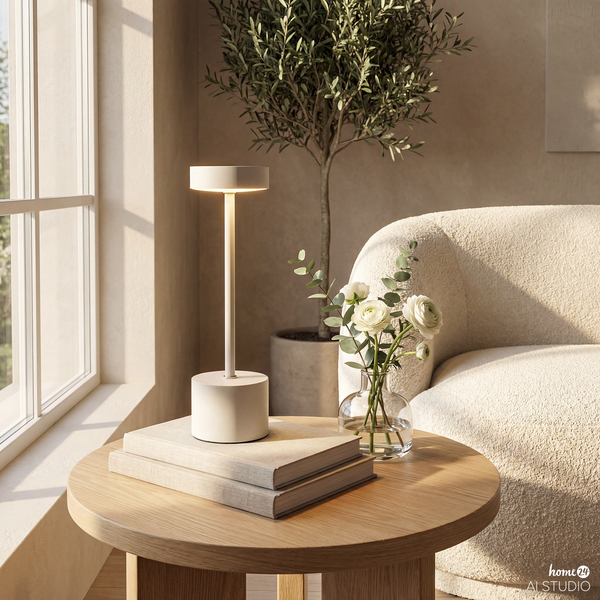 Akku-Tischleuchte LIM - Eisen - Beige
