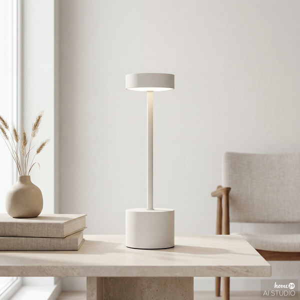 Akku-Tischleuchte LIM - Eisen - Beige
