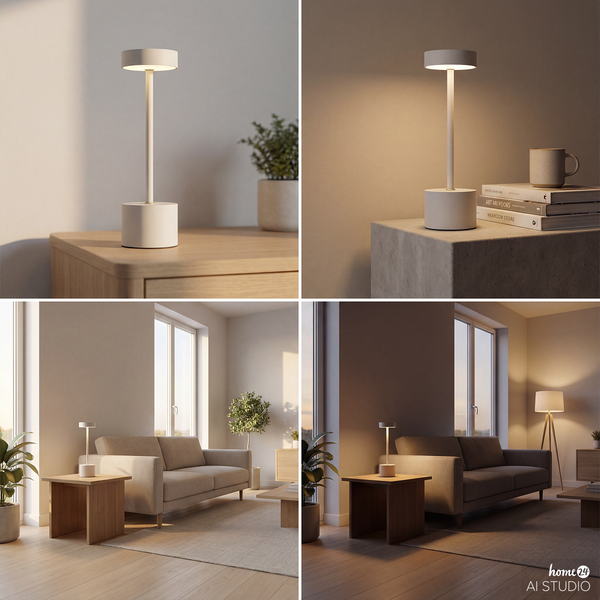 Akku-Tischleuchte LIM - Eisen - Beige