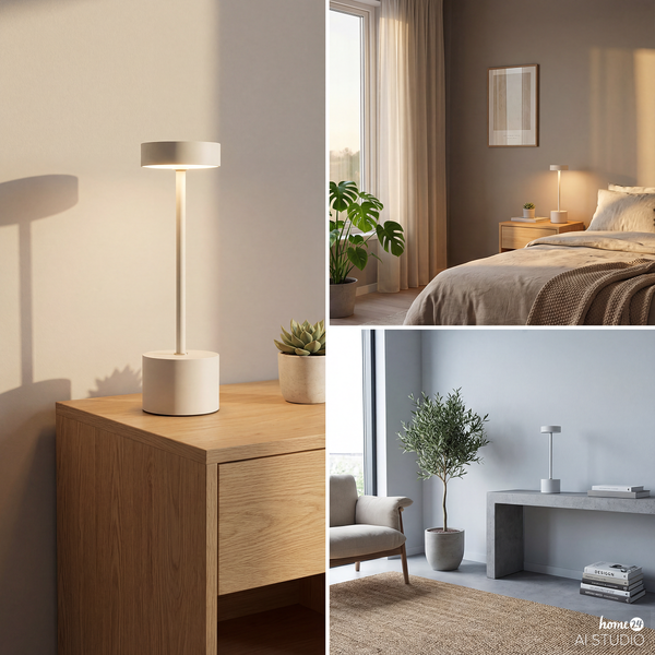 Akku-Tischleuchte LIM - Eisen - Beige