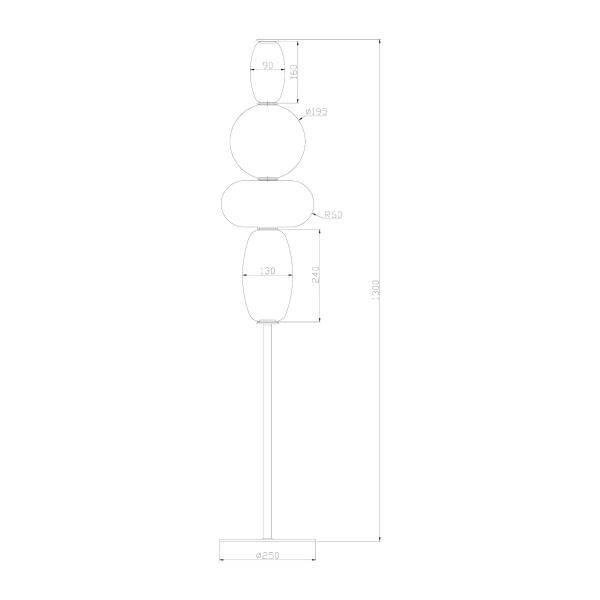 Stehleuchte DREA - Glas / Eisen - Höhe: 130 cm