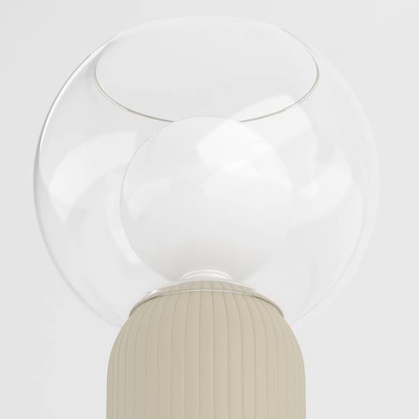 Akku-Tischleuchte VISOR - Glas / Eisen - Beige